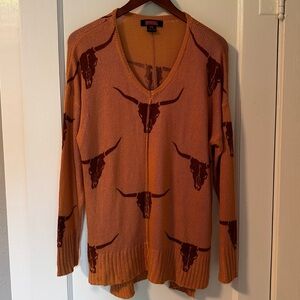 Rock & Roll Denim Women's Texas Longhorns V-Neck Tunic Sweater Size M Sports